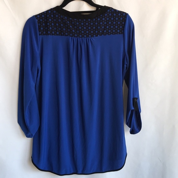 PerSeption Concept royal blue and black blouse, M - Picture 5 of 10